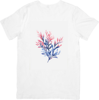 Thumbnail for Watercolor Botanical Leaves T-Shirt | Pink Blue Foliage Graphic Tee | Nature Lover Gift