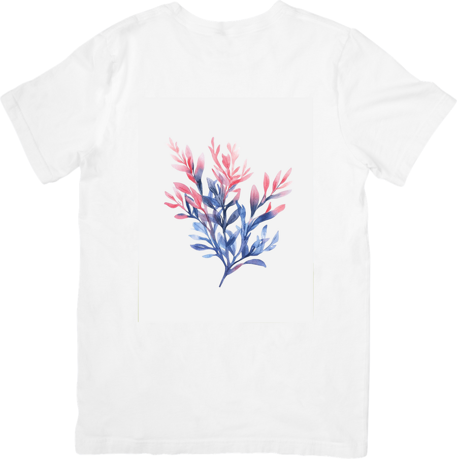 Watercolor Botanical Leaves T-Shirt | Pink Blue Foliage Graphic Tee | Nature Lover Gift