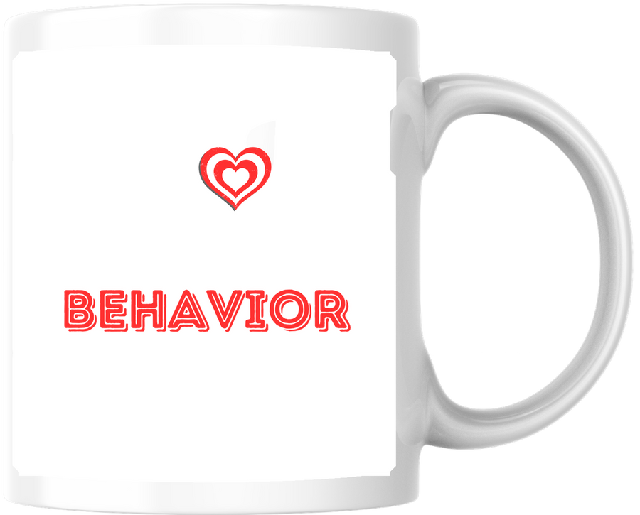 Best Behavior Heart Mug | Minimalist Red Text Coffee Mug | Funny Sassy Gift