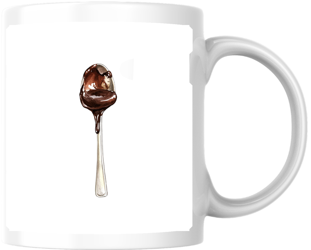 Melting Chocolate Spoon Mug | Watercolor Dessert Coffee Mug | Sweet Tooth Foodie Gift