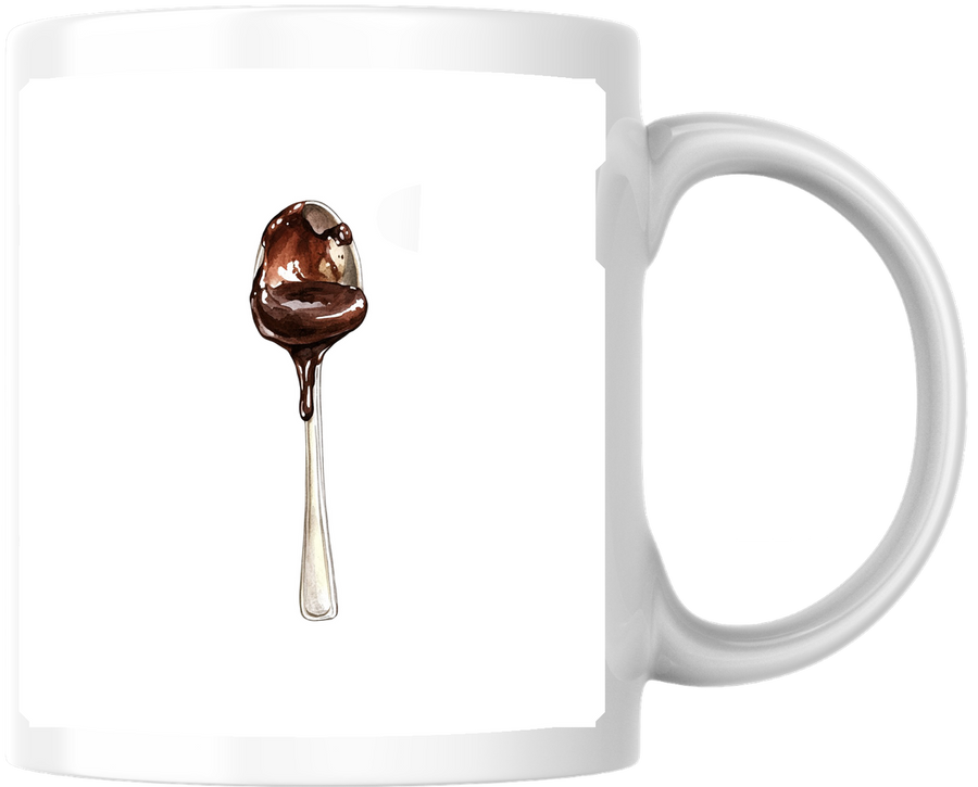 Melting Chocolate Spoon Mug | Watercolor Dessert Coffee Mug | Sweet Tooth Foodie Gift