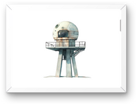Thumbnail for Retro Observation Tower Wall Art | Watercolor Sci-Fi Bunker Print | Quirky Home Decor Gift