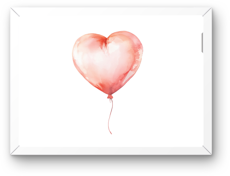 Pink Heart Balloon Wall Art | Watercolor Love Print | Valentine Nursery Gift