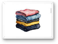 Thumbnail for Folded Laundry Stack Wall Art | Watercolor Clothes Pile Print | Laundry Room Decor Gift