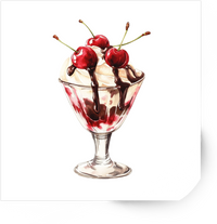 Thumbnail for Cherry Sundae Sticker | Watercolor Ice Cream Dessert Vinyl Decal | Sweet Treat Gift