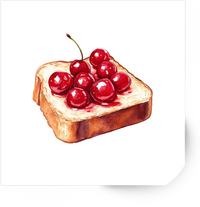 Thumbnail for Cherry Toast Sticker | Watercolor Breakfast Vinyl Decal | Foodie Kitchen Gift