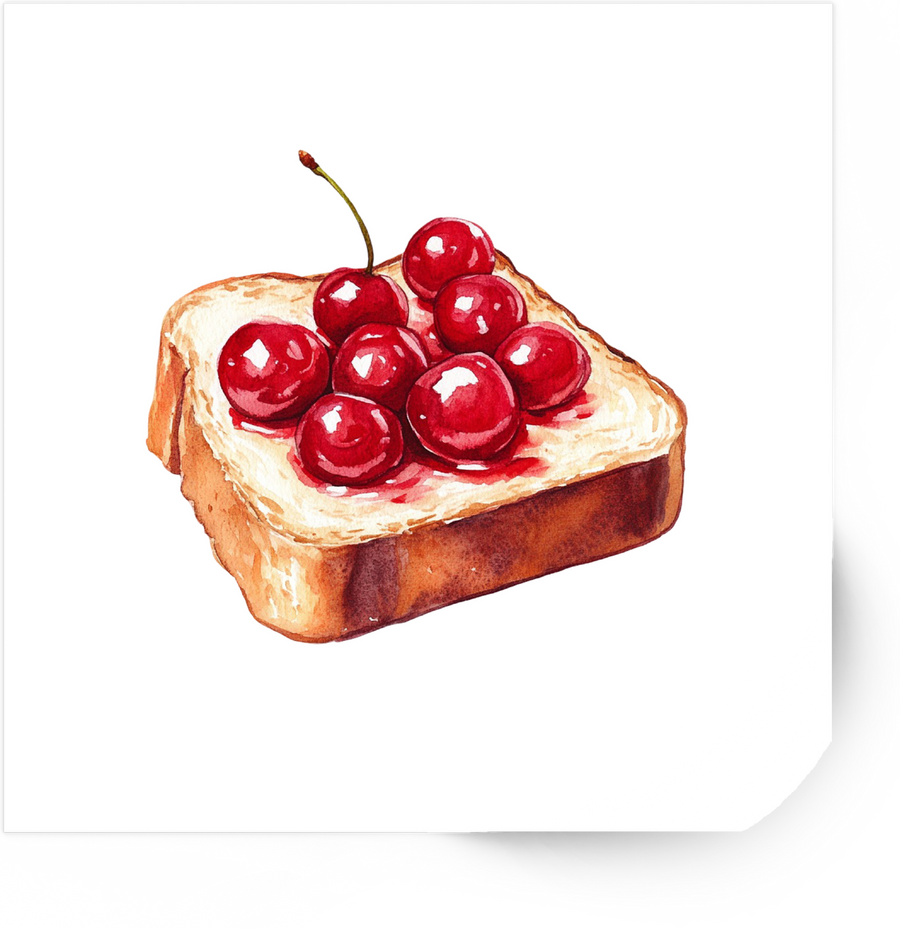 Cherry Toast Sticker | Watercolor Breakfast Vinyl Decal | Foodie Kitchen Gift